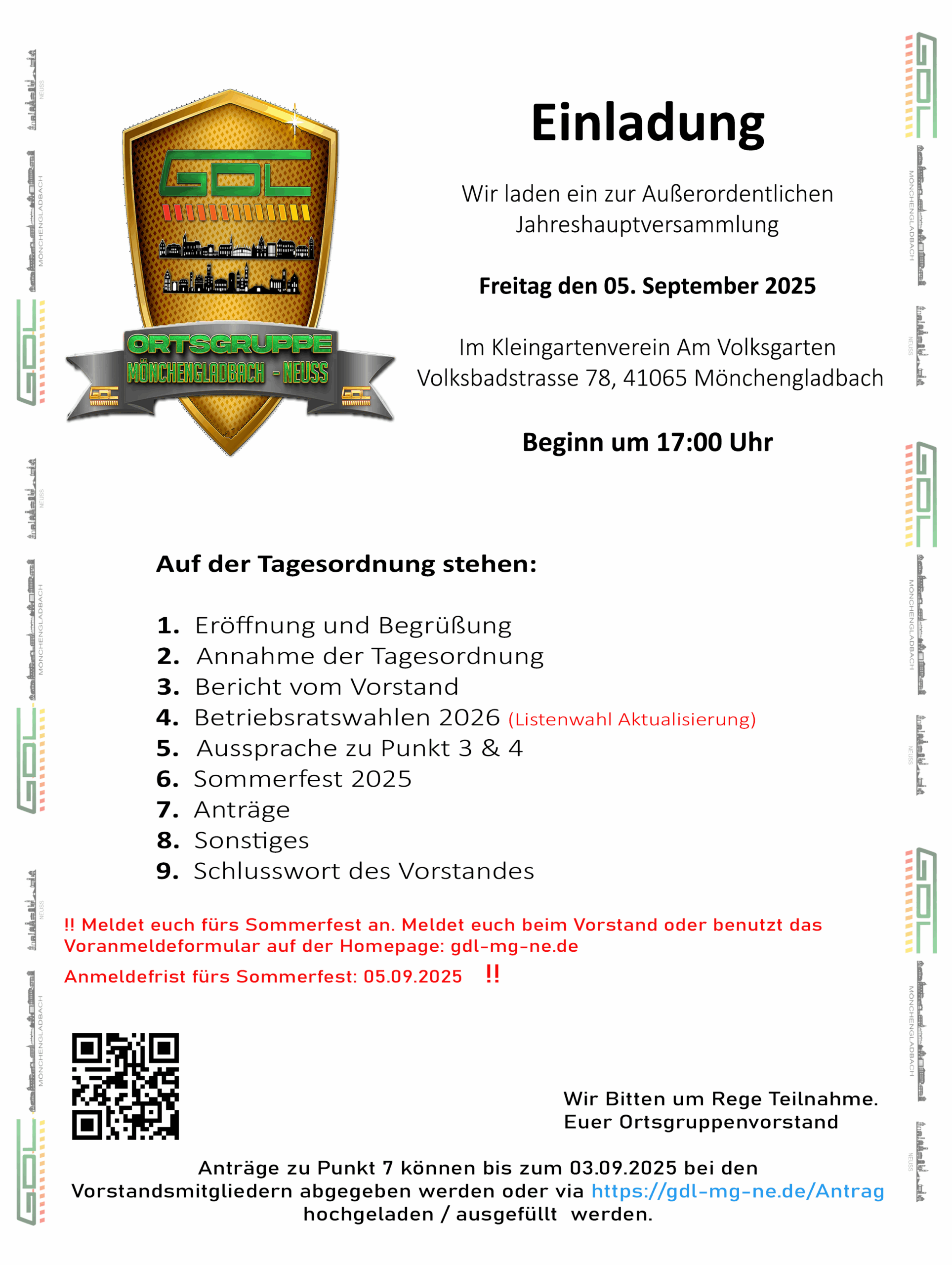 Ausserordentlichen JHV am 05.09.2025