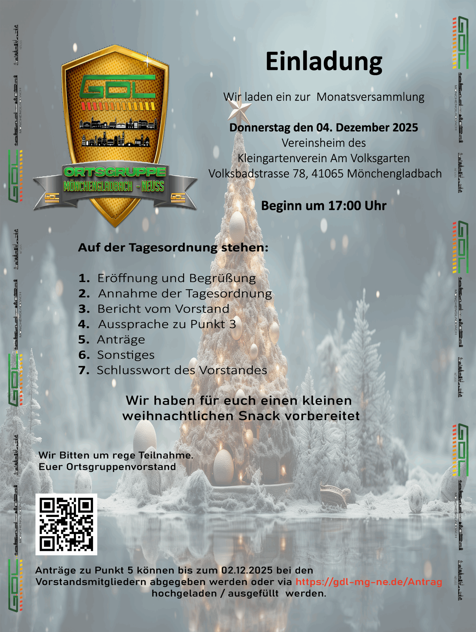 Einladung Monatsversammlung am 04.12.2025
