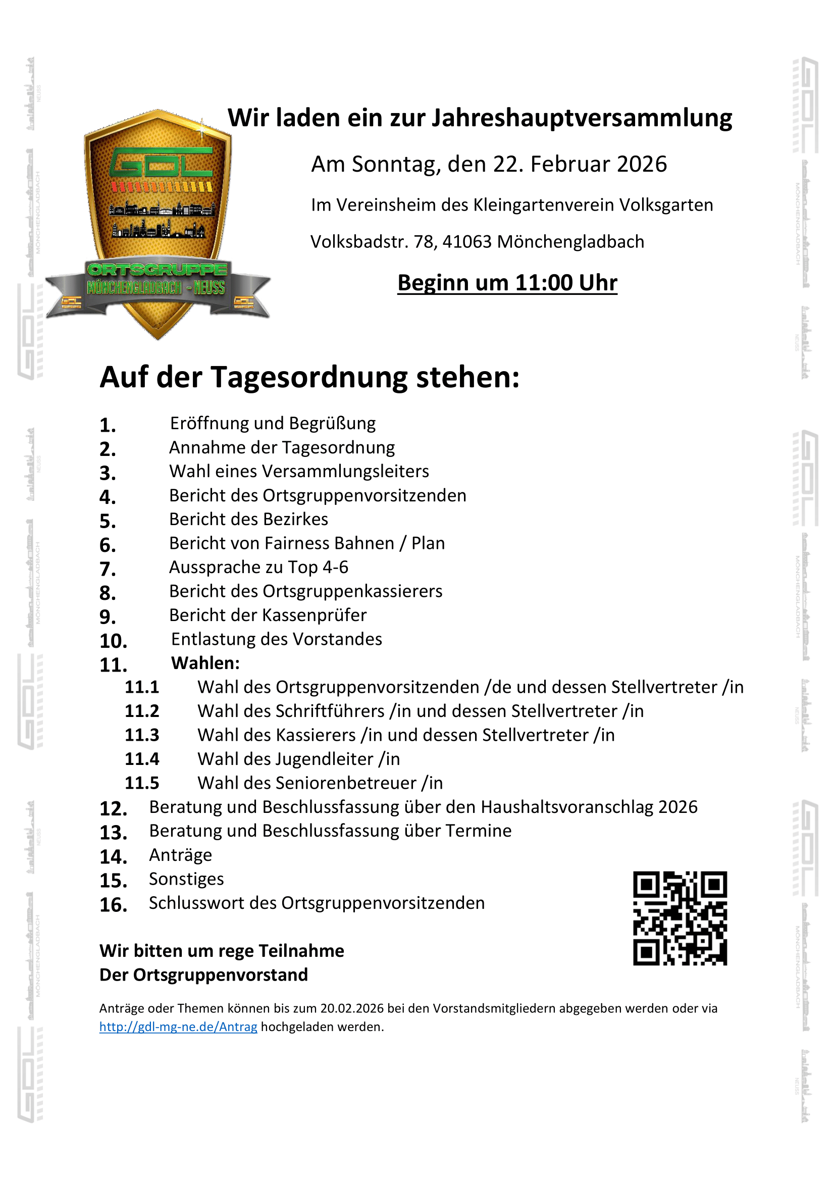 Einladung JHV am 22.02.2026